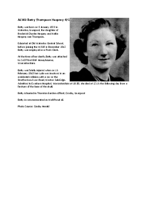 A preview of a PDF biography for Hasprey, Betty Thompson